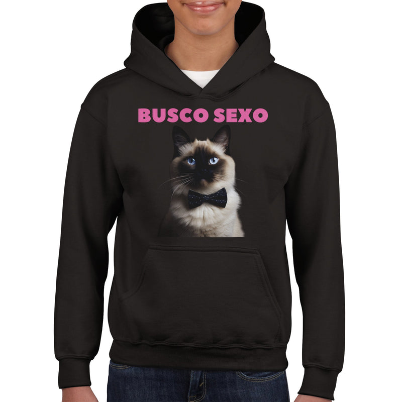 Sudadera con capucha júnior estampado de gato "Aventuras Nocturnas" Michilandia | La tienda online de los fans de gatos