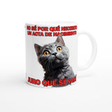 Taza Blanca con Impresión de Gato "Sorpresa Burocrática" Michilandia | La tienda online de los fans de gatos