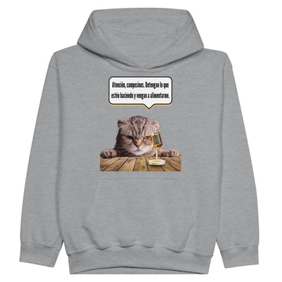 Sudadera con capucha júnior estampado de gato "Mandato Felino" Michilandia