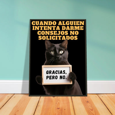 Póster Semibrillante de Gato con Marco Metal 