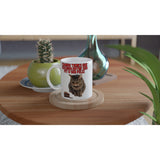 Taza Blanca con Impresión de Gato "Fit o Feliz" Michilandia | La tienda online de los fans de gatos