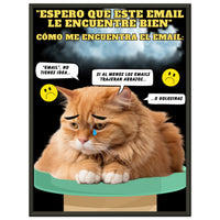 Póster Semibrillante de Gato con Marco Metal "Melancolía Digital" Michilandia | La tienda online de los amantes de gatos