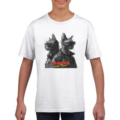 Camiseta Junior Unisex Estampado de Gato 