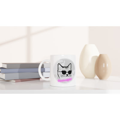 Taza Blanca con Impresión de Gato "Puurr Night" Michilandia | La tienda online de los fans de gatos