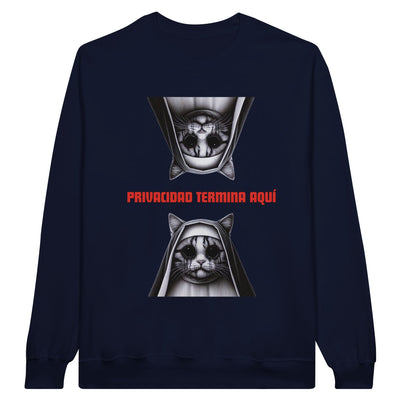 Sudadera Unisex Estampado de Gato "Privacidad termina aquí" Michilandia | La tienda online de los fans de gatos