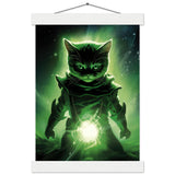 Póster semibrillante de gato con colgador "El Michi Linterna Verde"