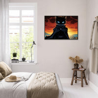 Póster semibrillante de gato con marco metal "Night Watch Bat Kitty"