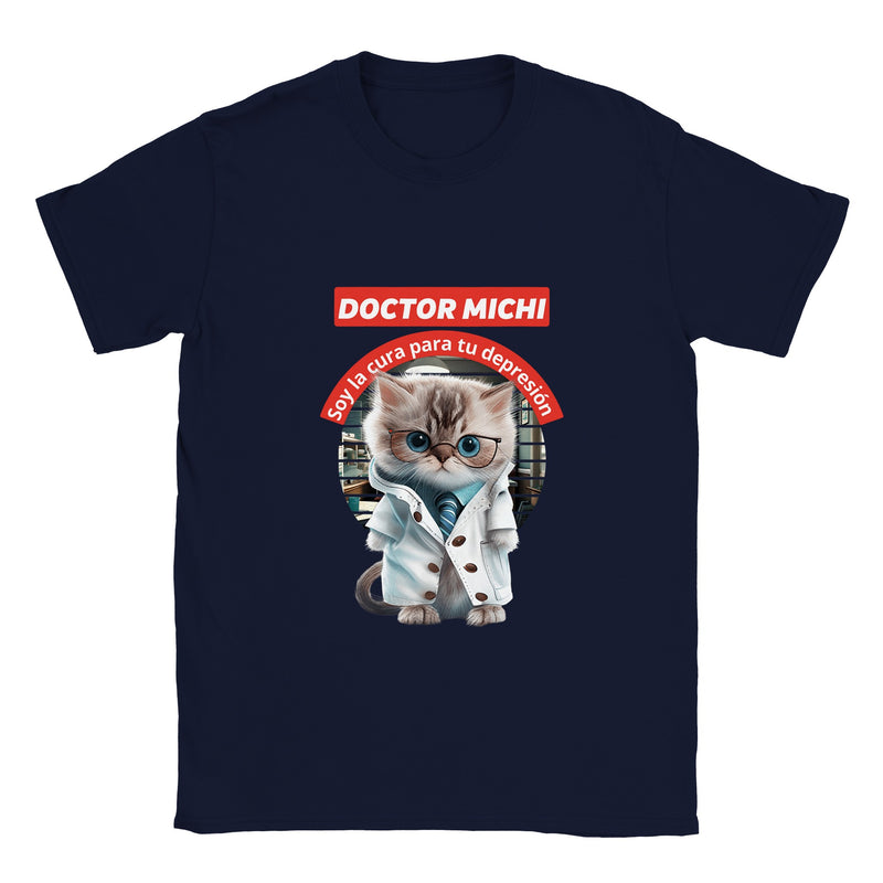 Camiseta unisex estampado de gato "Doctor michi" Gelato