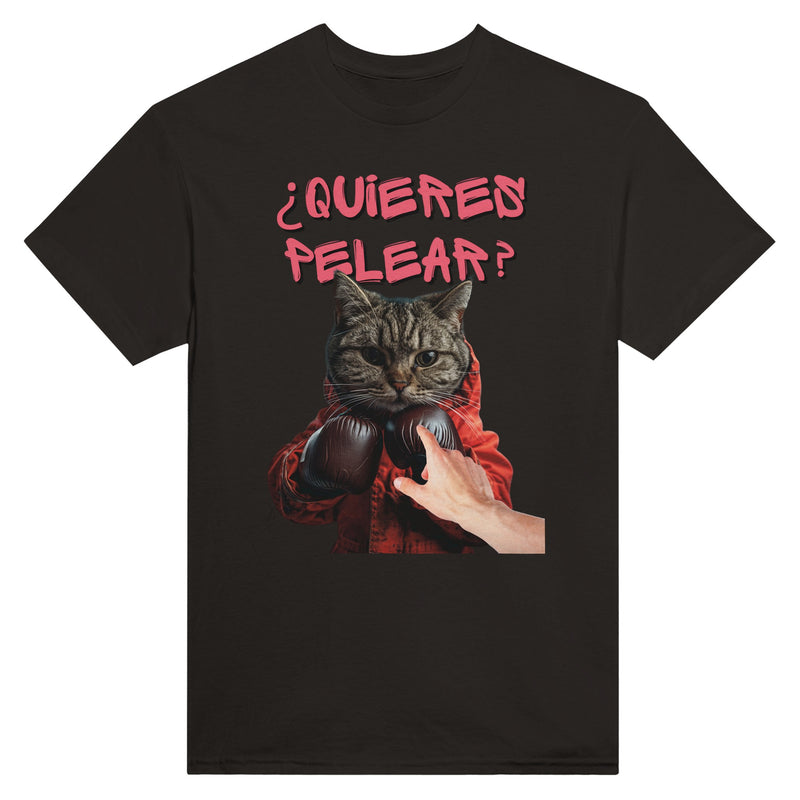 Camiseta Unisex Estampado de Gato "¿quieres pelear?" Michilandia | La tienda online de los fans de gatos