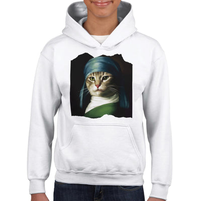 Sudadera con capucha júnior estampado de gato 