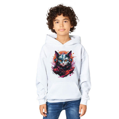 Sudadera con capucha júnior estampado de gato 