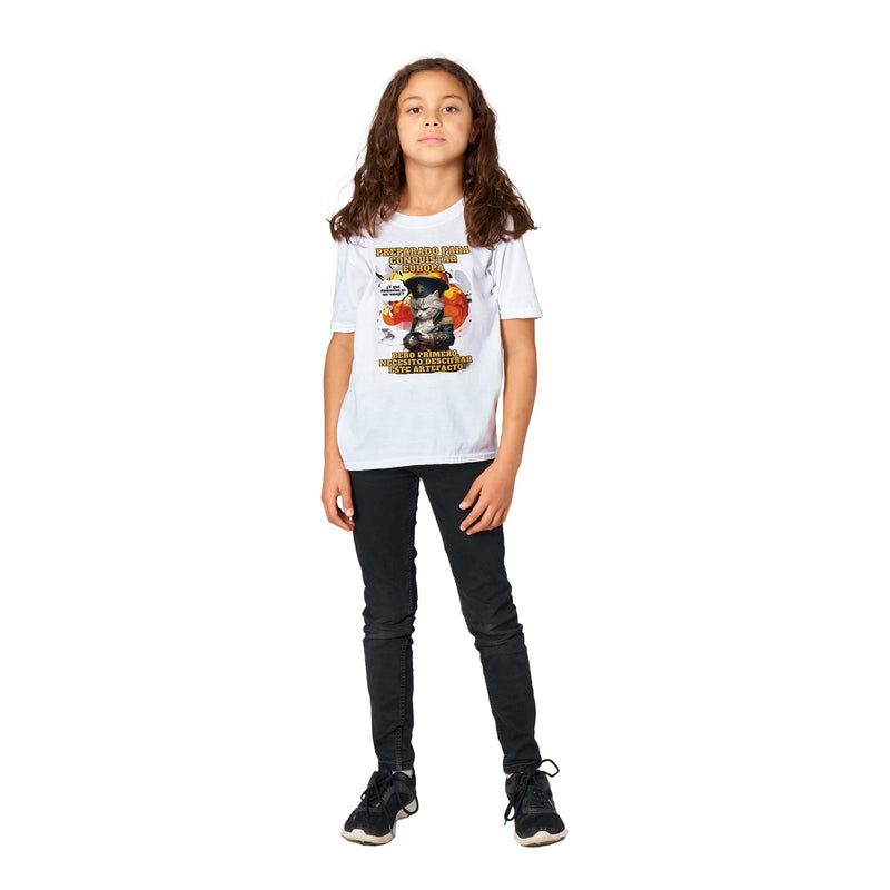 Camiseta Junior Unisex Estampado de Gato "De Batallas a Emojis" Michilandia | La tienda online de los fans de gatos