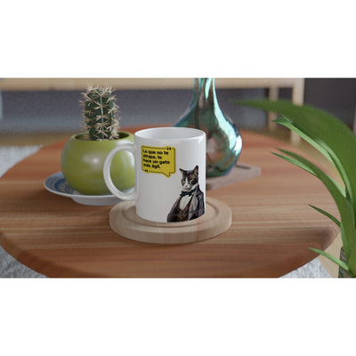 Taza blanca con impresión de gato "Friedrich Michi Nietzsche" Michilandia | La tienda online de los amantes de gatos