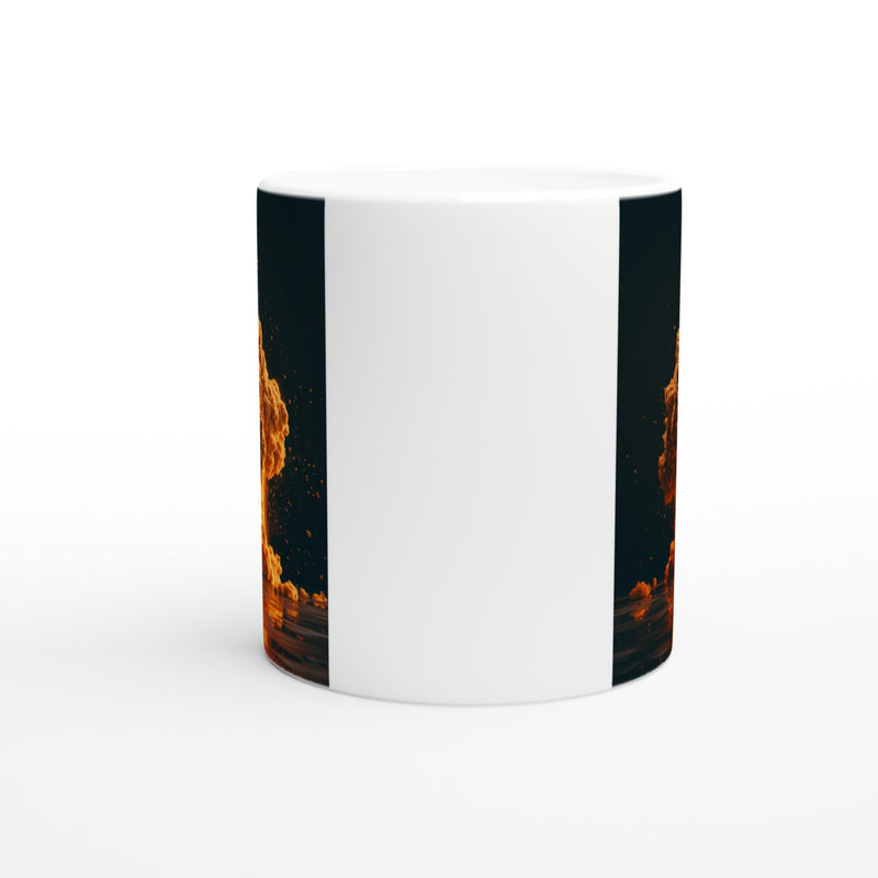 Taza Blanca con Impresión de Gato "Curiosidad Nuclear" Michilandia | La tienda online de los fans de gatos