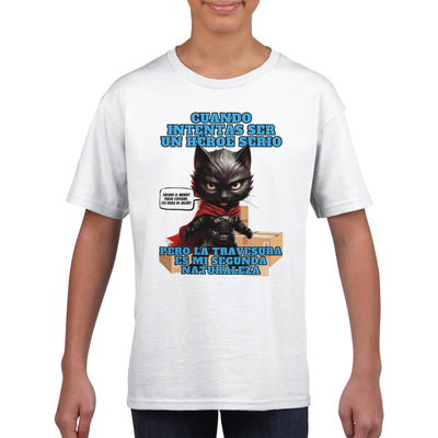 Camiseta Junior Unisex Estampado de Gato 