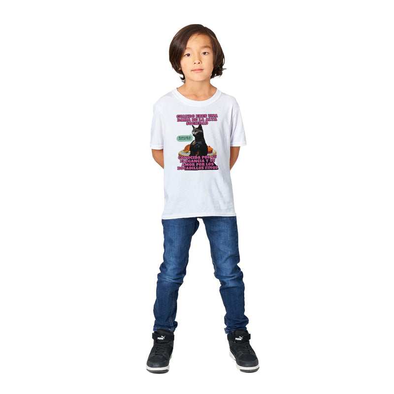 Camiseta Junior Unisex Estampado de Gato "Dama Felina" Michilandia | La tienda online de los fans de gatos