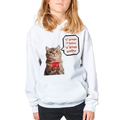 Sudadera con capucha júnior estampado de gato 