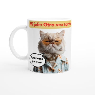 Taza Blanca con Impresión de Gato 