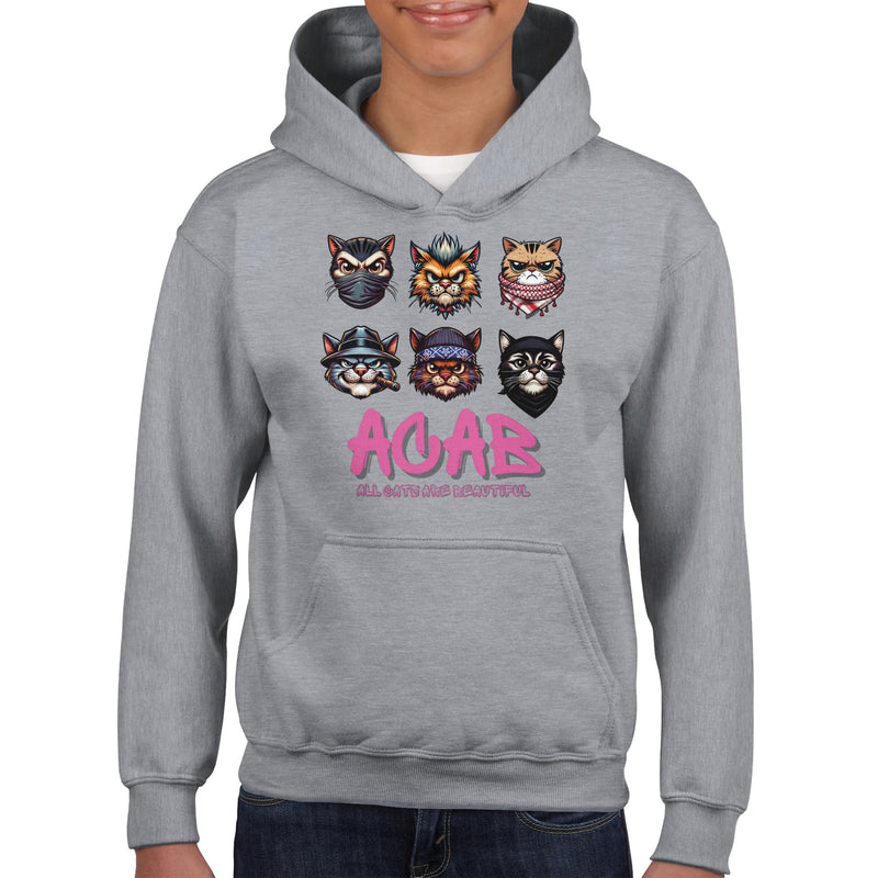 Sudadera con capucha júnior estampado de gato "Michis Anarquistas" Michilandia | La tienda online de los fans de gatos