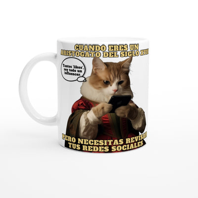 Taza Blanca con Impresión de Gato 