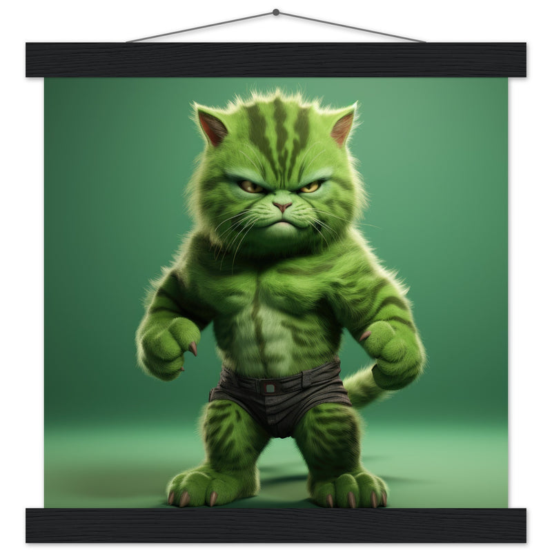 Póster semibrillante de gato con colgador "Michi Hulk" Gelato