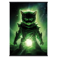 Póster semibrillante de gato con colgador "El Michi Linterna Verde" Gelato