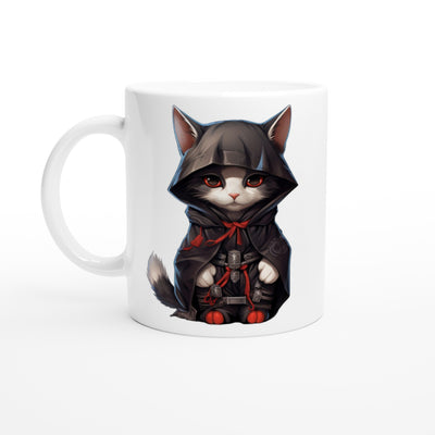 Taza blanca con impresión de gato 