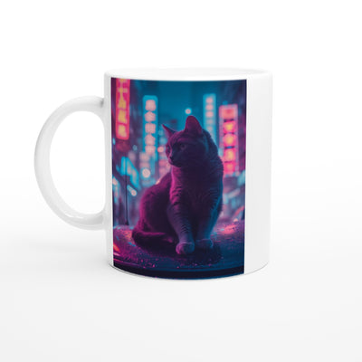 Taza Blanca con Impresión de Gato 