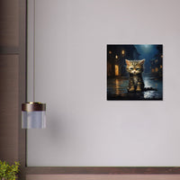 Panel de madera impresión de gato "Lluvia Nocturna"
