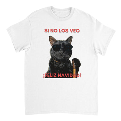 Camiseta Unisex Estampado de Gato "Navidad a Ciegas" Michilandia | La tienda online de los fans de gatos