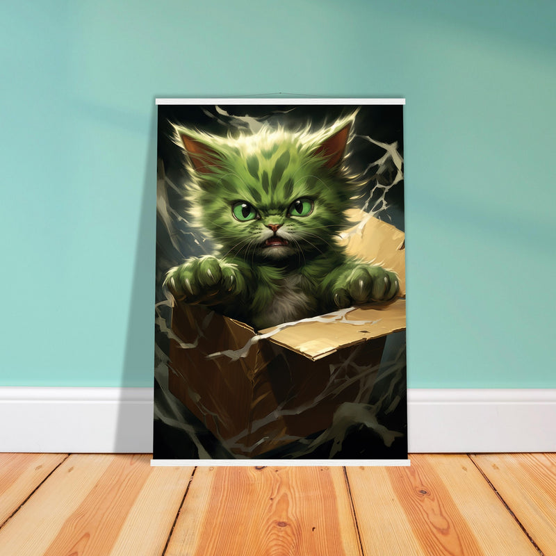 Póster semibrillante de gato con colgador "Verde de Cólera" Gelato