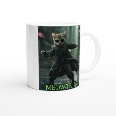 Taza Blanca con Impresión de Gato "Neo Miau" Michilandia | La tienda online de los fans de gatos