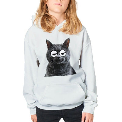 Sudadera con capucha júnior estampado de gato 