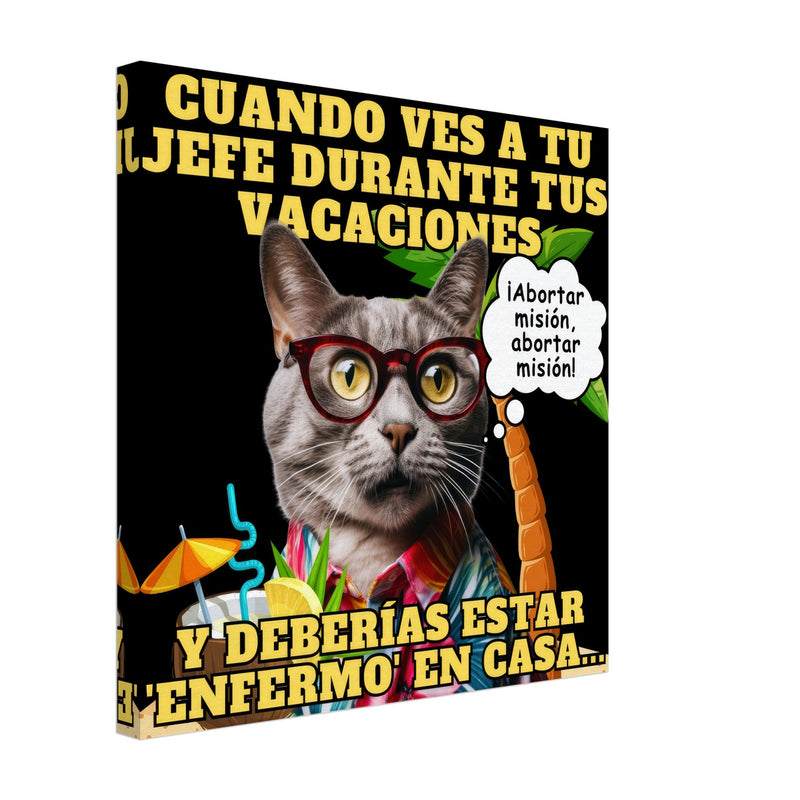 Lienzo de Gato "Vacaciones Clandestinas" Michilandia | La tienda online de los amantes de gatos