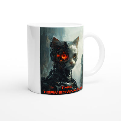 Taza Blanca con Impresión de Gato "Miau del Futuro" Michilandia | La tienda online de los fans de gatos