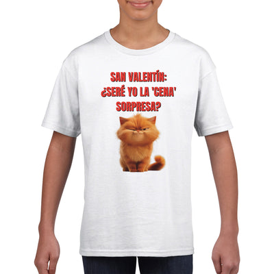 Camiseta Junior Unisex Estampado de Gato "Cena Sorpresa Miau" Michilandia | La tienda online de los fans de gatos