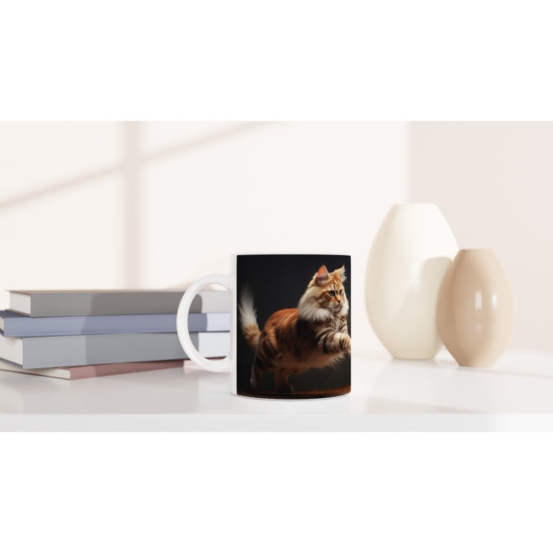 Taza blanca con impresión de gato "Juego entre Grandes" Gelato