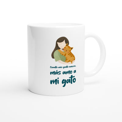 Taza Blanca con Impresión de Gato "Amor Gatuno" Michilandia