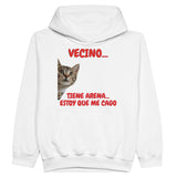 Sudadera con capucha júnior estampado de gato "Emergencia Felina" Michilandia | La tienda online de los fans de gatos