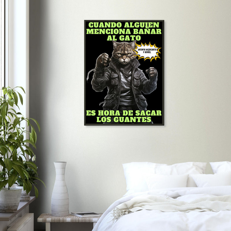 Póster Semibrillante de Gato con Marco Metal "El Intocable" Michilandia | La tienda online de los fans de gatos