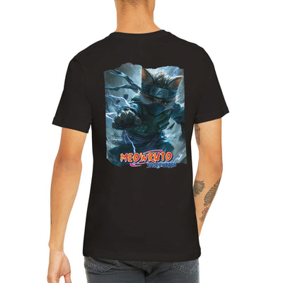 Camiseta Prémium Unisex Impresión Trasera de Gato 