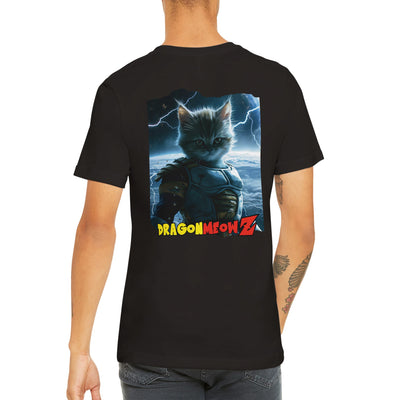 Camiseta Prémium Unisex Impresión Trasera de Gato "Saiyan Cósmico" Michilandia | La tienda online de los fans de gatos