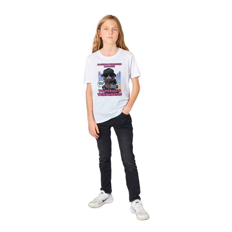 Camiseta Junior Unisex Estampado de Gato "Estilo Munchkin" Michilandia | La tienda online de los fans de gatos