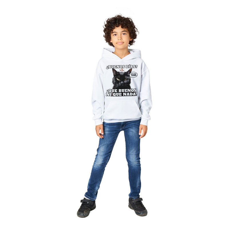 Sudadera con capucha júnior estampado de gato "Amanecer Hostil" Michilandia | La tienda online de los amantes de gatos