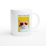 Taza Blanca con Impresión de Gato "Distribuidor de Abrazos" Michilandia
