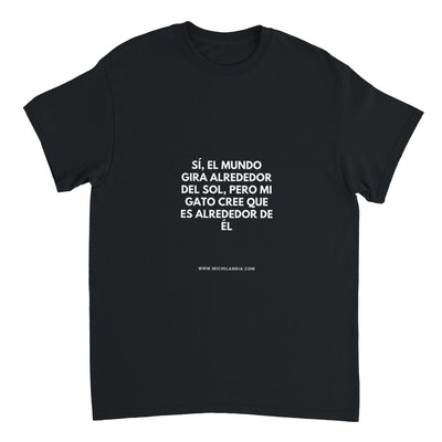 Camiseta Unisex Estampado de Gato "Centro del Universo" Michilandia | La tienda online de los fans de gatos