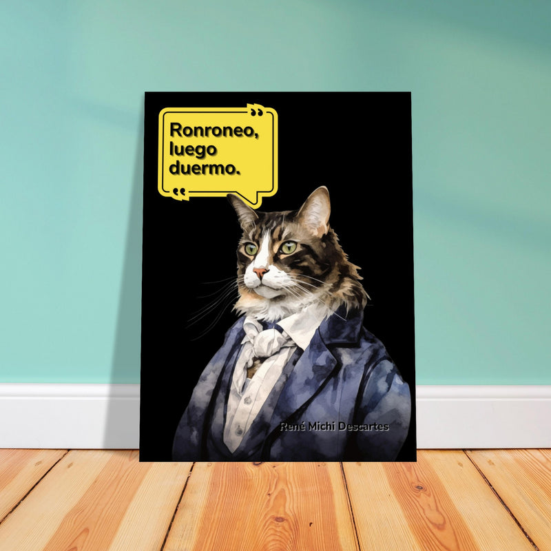 Panel de aluminio impresión de gato "René Michi Descartes" Michilandia | La tienda online de los amantes de gatos