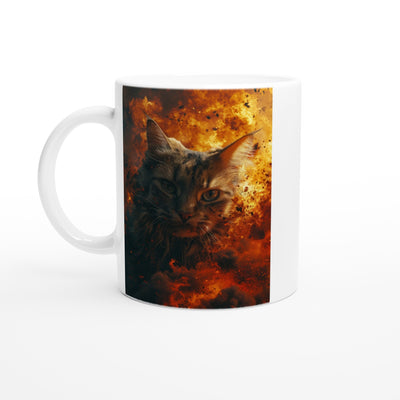 Taza Blanca con Impresión de Gato 