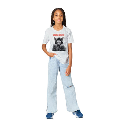 Camiseta Junior Unisex Estampado de Gato "Maquina de matar" Michilandia