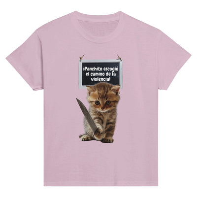 Camiseta Junior Unisex Estampado de Gato "Panchito y Su Camino" Michilandia | La tienda online de los fans de gatos